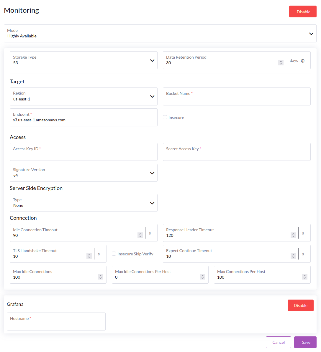 Monitoring configuration